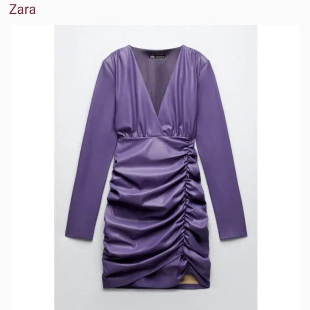 NWT | Zara Purple Faux Leather Dress